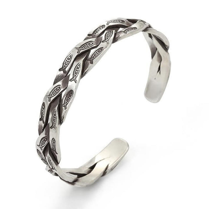Brazalete con diseño retorcido de peces Koi y Buddha Stones, pulsera de la suerte y la riqueza