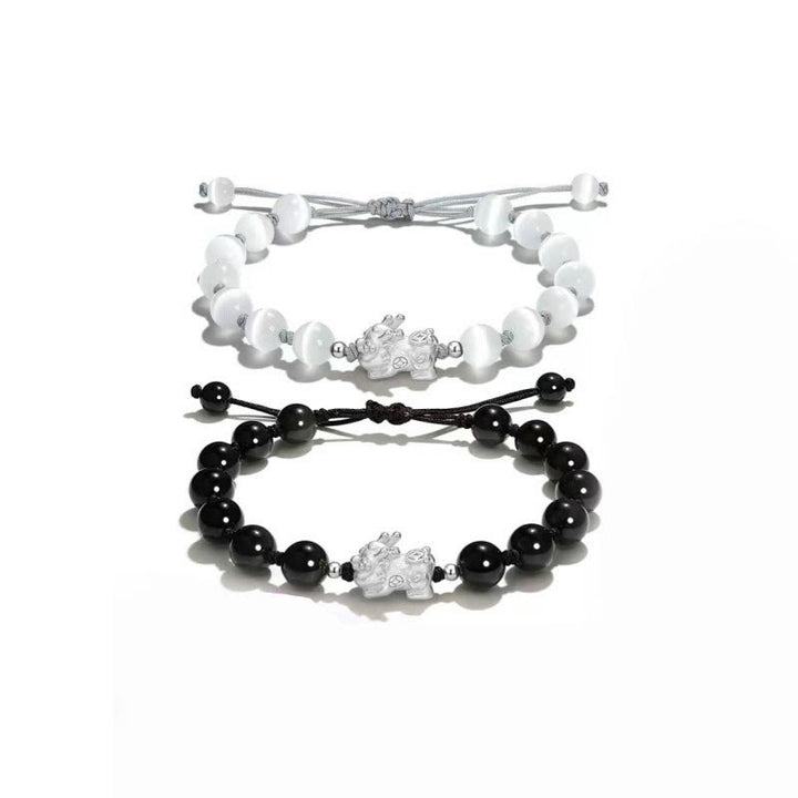 Pulsera de fuerza PiXiu con Buddha Stones, obsidiana negra natural, ojo de gato, cristal rosa - image 8