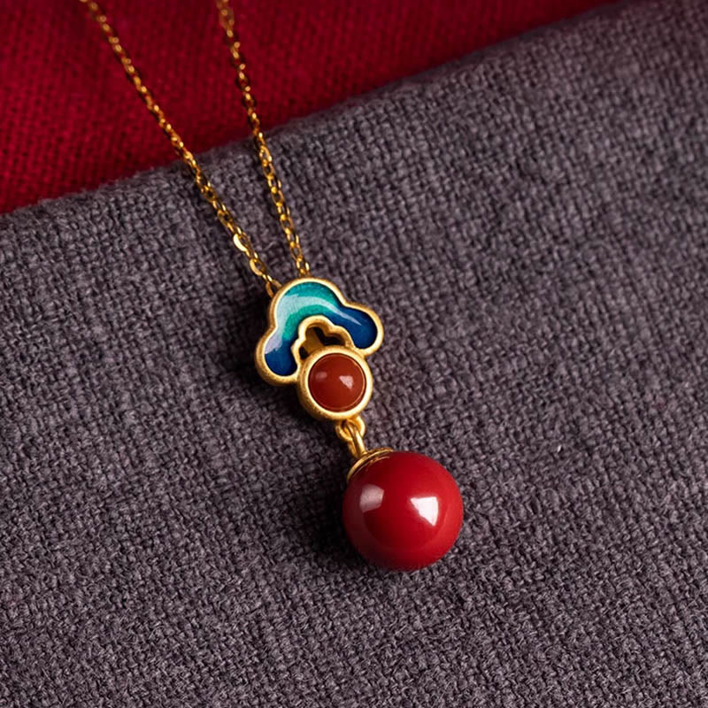 Juego de anillos y pendientes con colgante de ágata roja y cinabrio chapado en plata de ley 925 con Buddha Stones