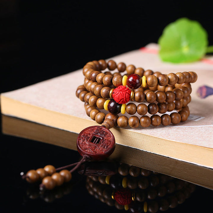 Buddha Stones 108 cuentas Mala madera de melocotón semilla Bodhi pulsera de meditación de oración de loto