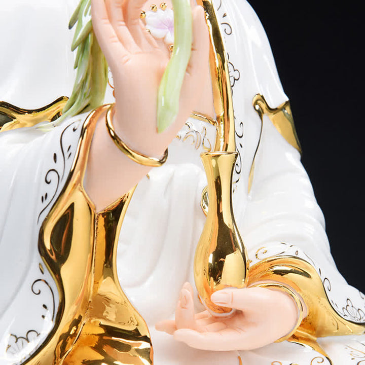 Chenrezig Bodhisattva Avalokitesvara Éxito Estatua de cerámica Decoración del hogar - image 8