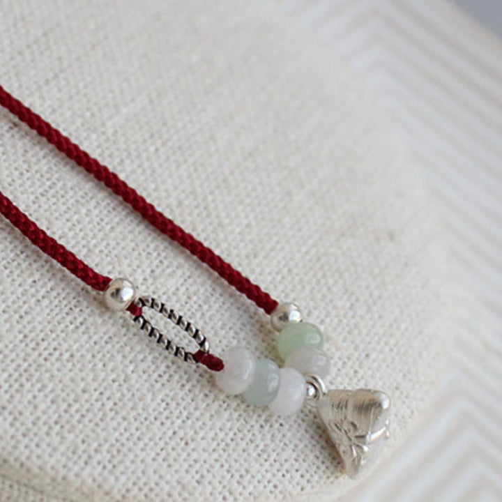 Pulsera de la abundancia del encanto de Zongzi del hilo rojo del jade de la plata esterlina de las Buddha Stones