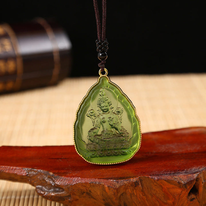 Colgante de collar de serenidad de cristal Liuli de Buda tibetano - Buda verde - image 8