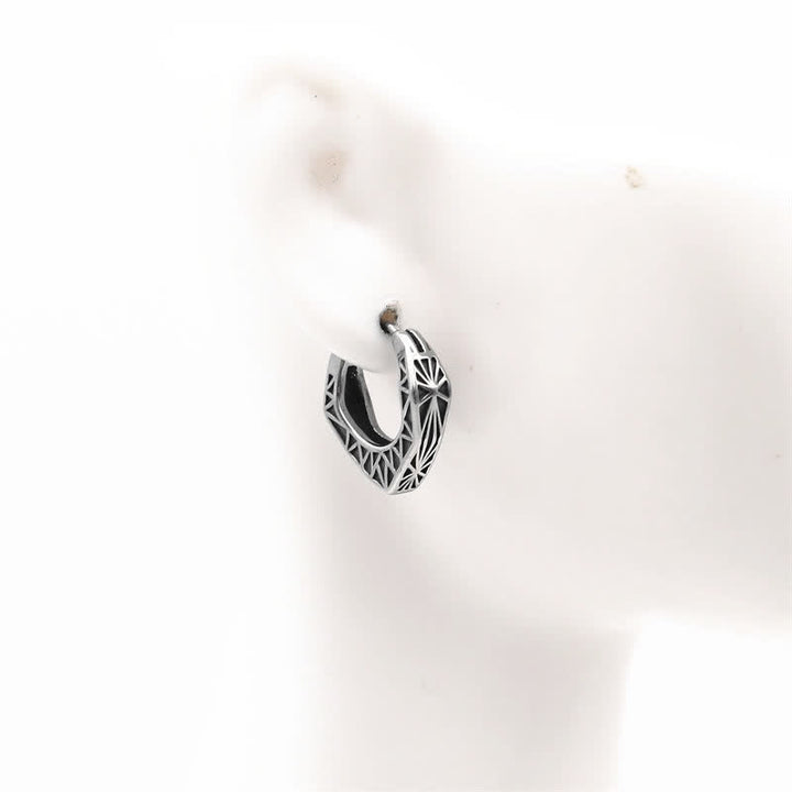 Pendientes de equilibrio de acero y titanio con aro vikingo - image 2