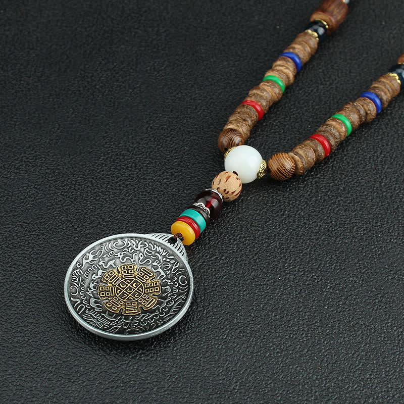Buddha Stones tibetano Om Mani Padme Hum rueda de oración rotación Vajra collar de madera colgante - image 23