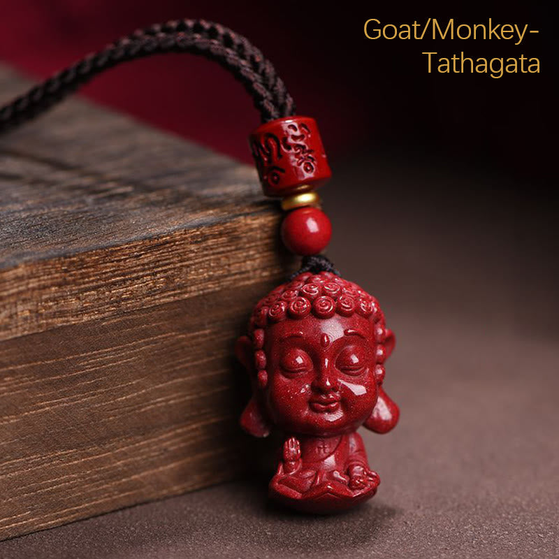 Buddha Stones del zodiaco chino, Buda natal, amuleto de cinabrio Natural, colgante para mantener alejados los espíritus malignos