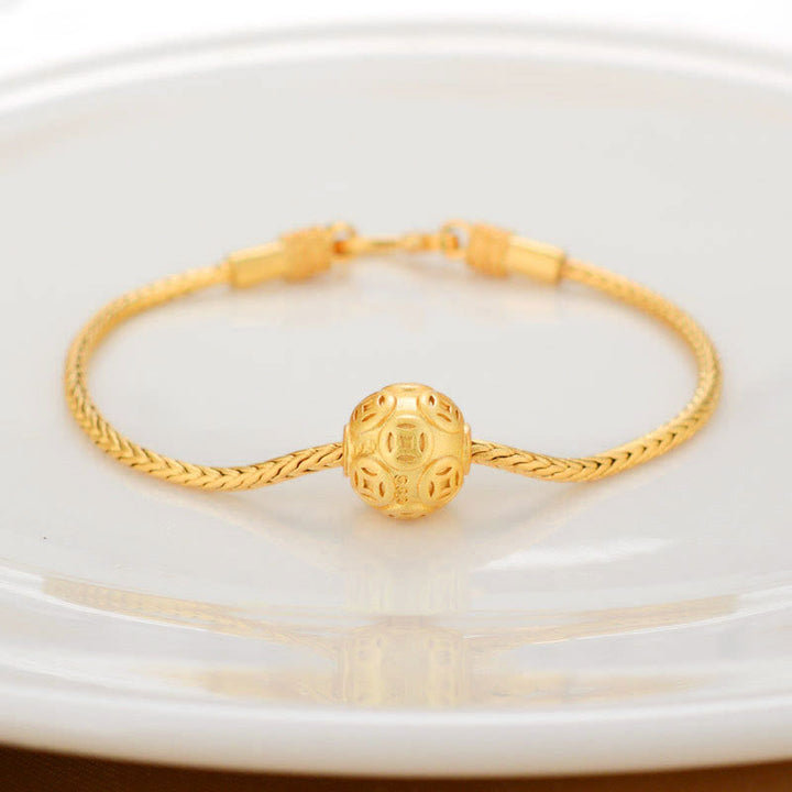 Buddha Stones tibetanas de oro de 18 quilates, Om Mani Padme Hum, pez Koi de la suerte, lingote de personaje Fu, moneda de cobre, pulsera de la paz