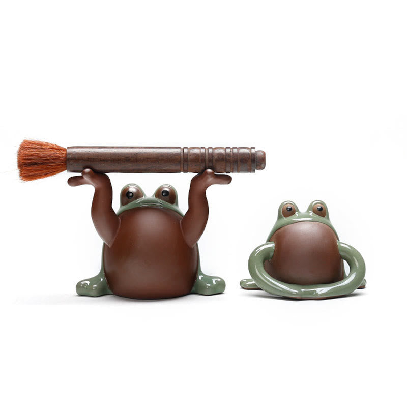 Buddha Stones FengShui, riqueza, suerte, rana bonita, té de cerámica, figura decorativa para mascota - image 11