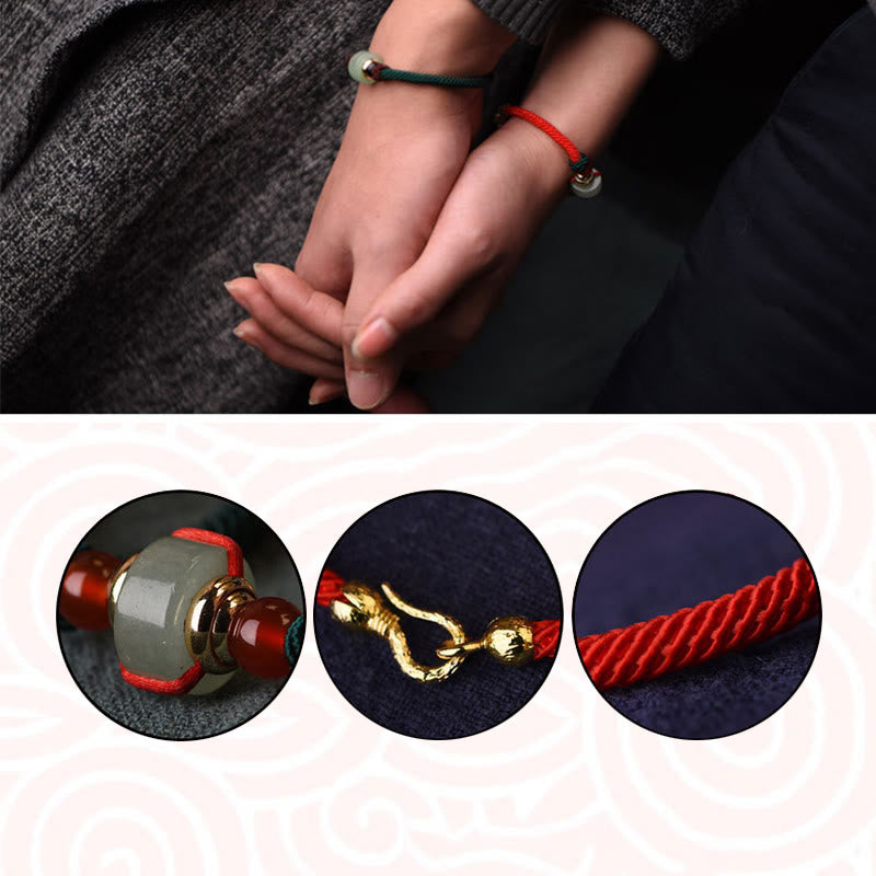 Pulsera de hilo trenzado de la suerte de aventurina verde tibetana con Buddha Stones