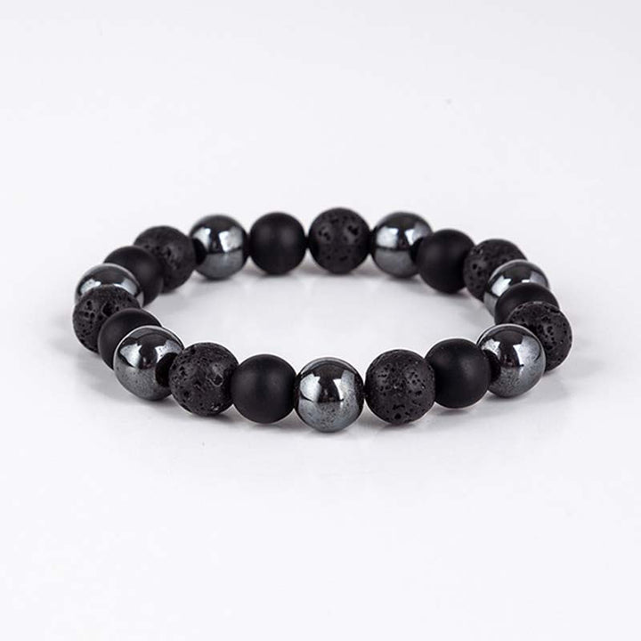 Juego de collar y pulsera de ojo de tigre tibetano con Buddha Stones