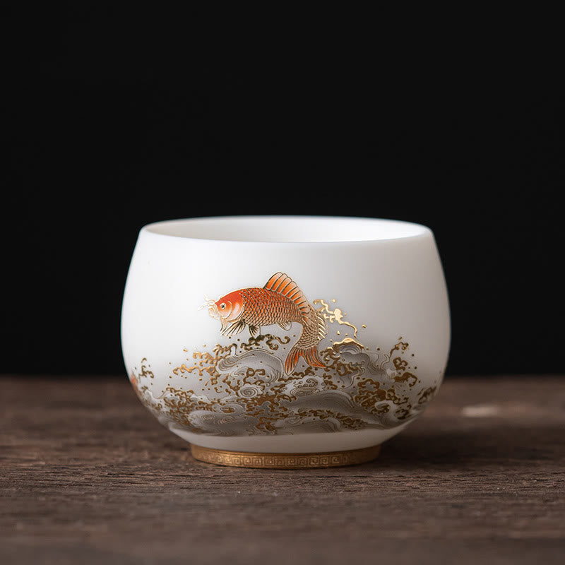 Buddha Stones , dragón Fénix, ciervo de loto, edificio antiguo, pez Koi, taza de té de cerámica, tazas de té de Kung Fu