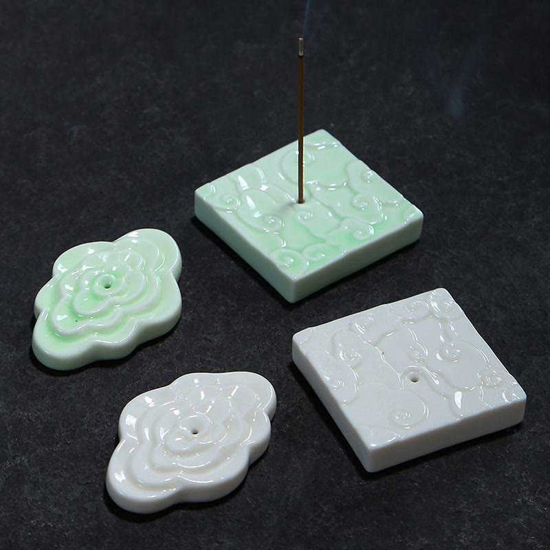Buddha Stones, Mini diseño de nubes propicias, palo curativo, decoración de quemador de incienso pequeño de cerámica