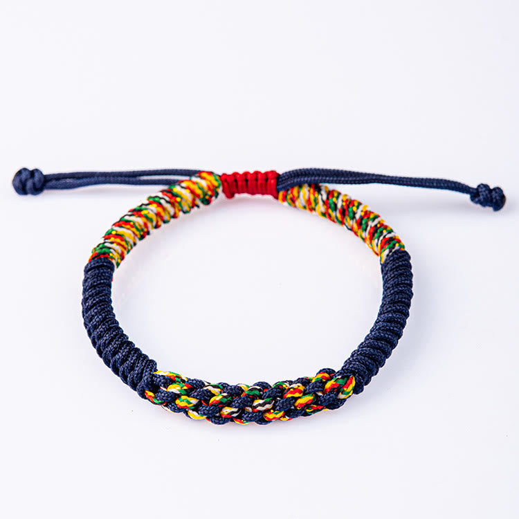 Pulsera de cuerda trenzada de la suerte con nudo King Kong colorido hecho a mano tibetano con Buddha Stones