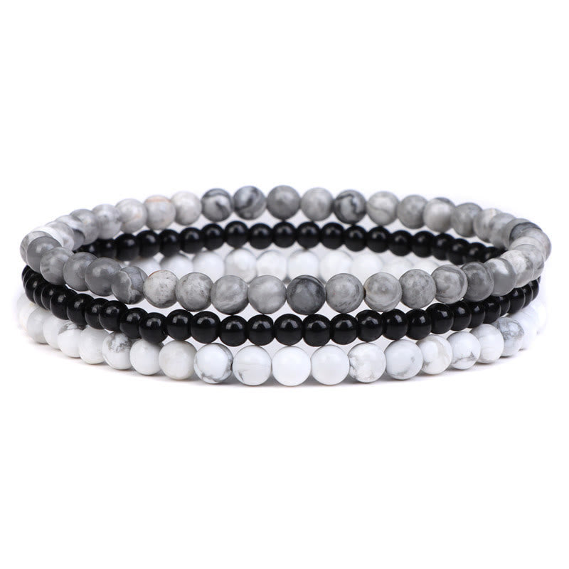 Buddha Stones 3 piezas de piedra de cristal natural paz interior pulsera espiritual