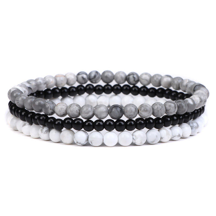 Buddha Stones 3 piezas de piedra de cristal natural paz interior pulsera espiritual