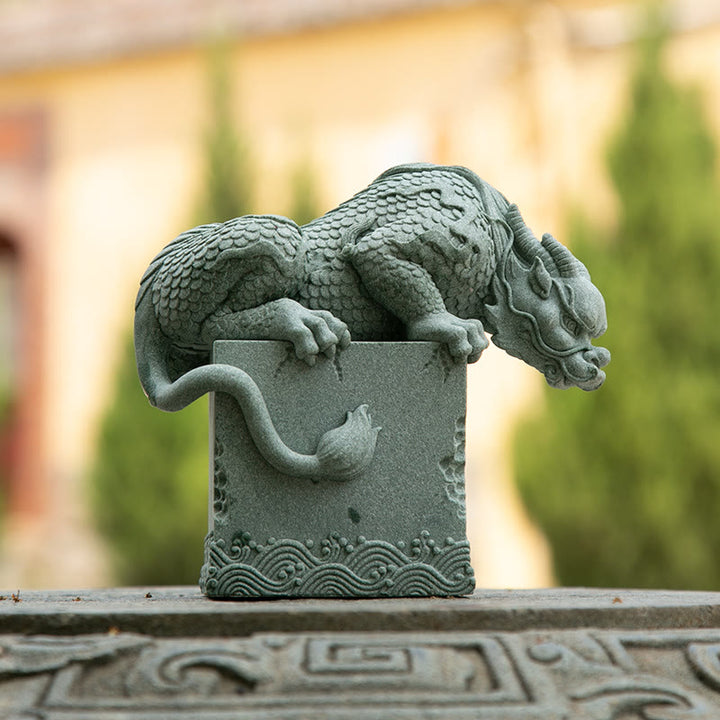 Buddha Stones Feng Shui, dragón sentado de pie, éxito, suerte, decoración del hogar - Dragón sentado 16*16*9 cm - image 13