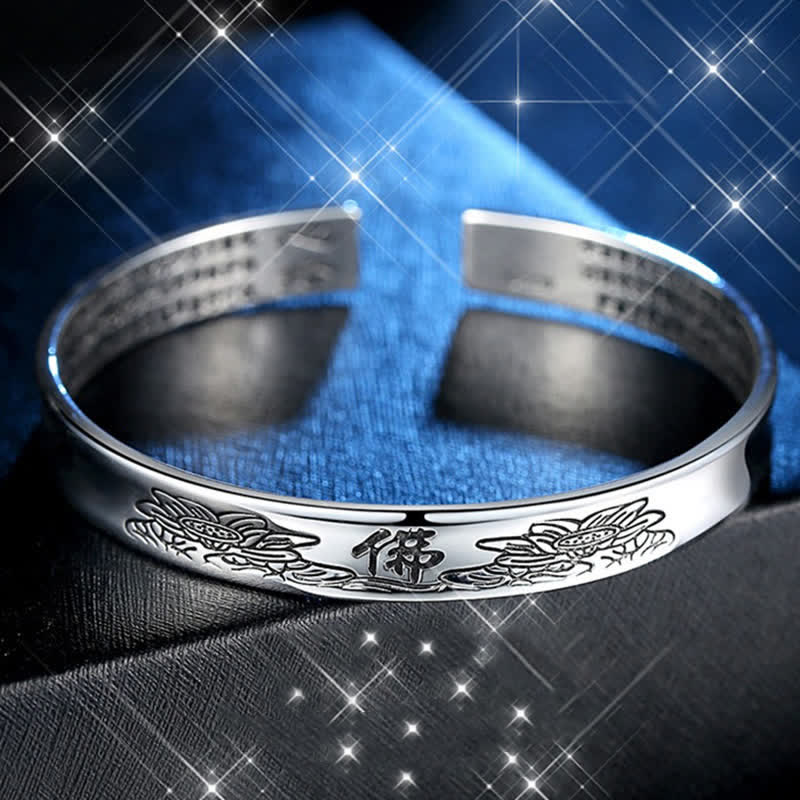 Corazón Sutra Mantra Lotus Paz Brazalete de cobre Brazalete