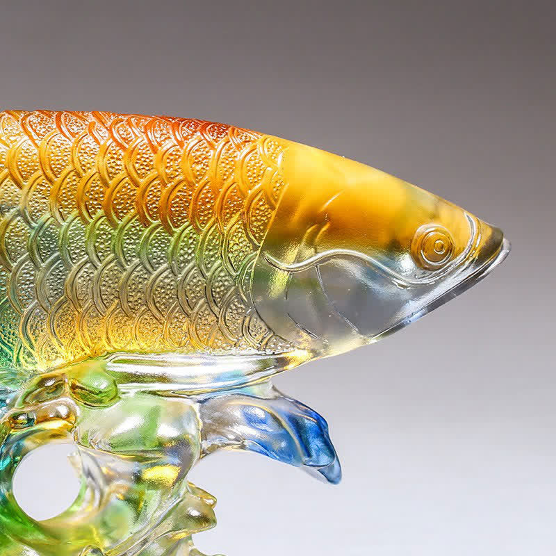 Pieza de arte hecha a mano de Liuli Crystal Koi Fish, decoración para el hogar y la Oficina