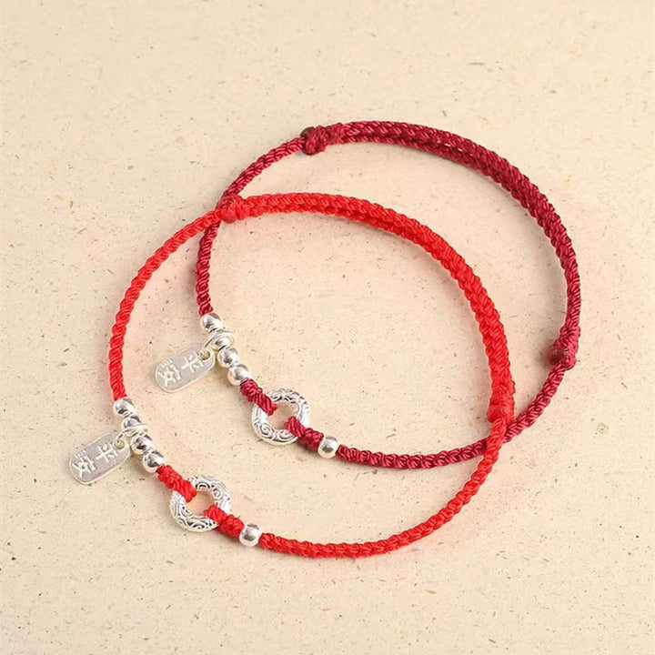 Tobillera con pulsera de sonido y seguridad con hebilla de paz y nubes propicias de Plata de Ley 925 con Buddha Stones