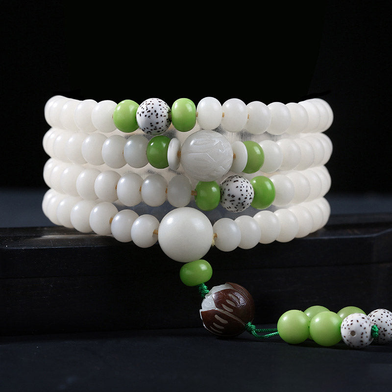 Pulsera con dijes de bendición de loto con cuentas de semillas Bodhi de Buddha Stones