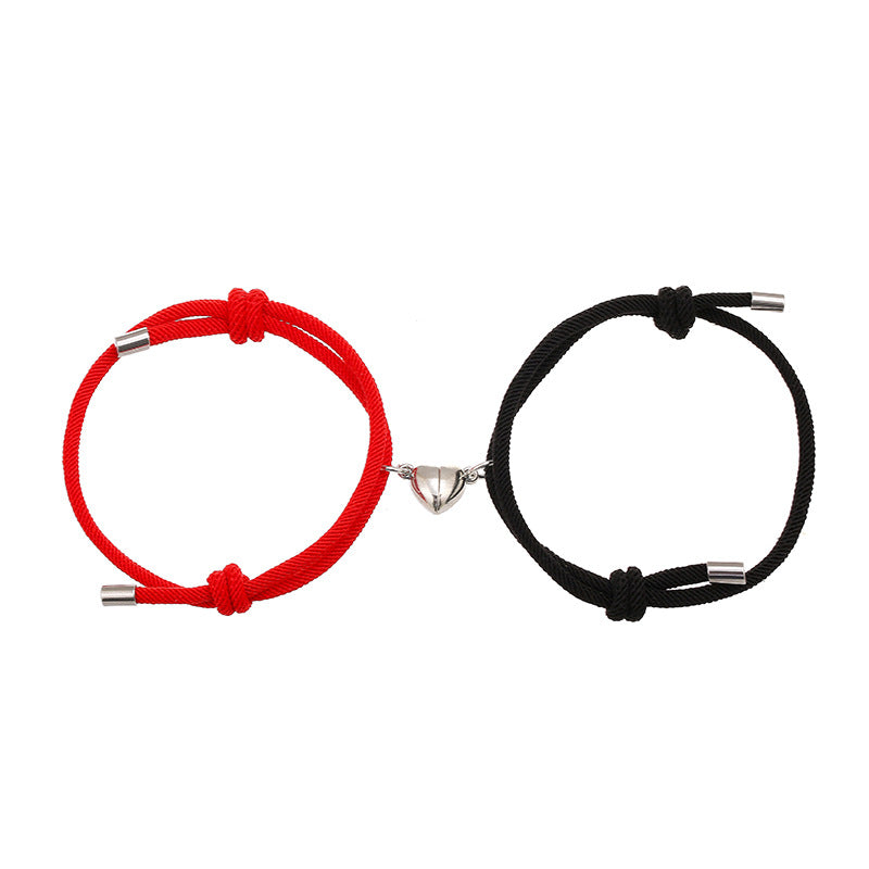 Pulsera de fuerza de cuerda de pareja magnética de amor de 2 piezas