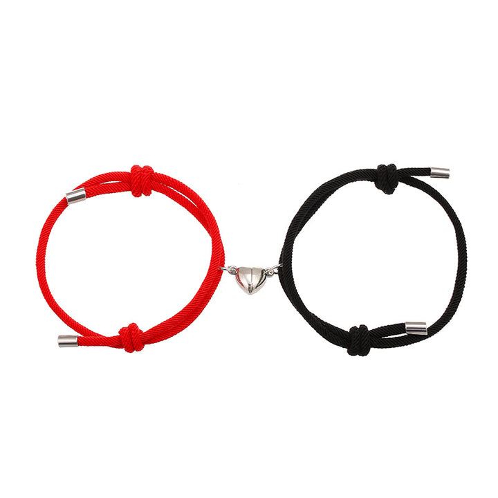 Pulsera de fuerza de cuerda de pareja magnética de amor de 2 piezas