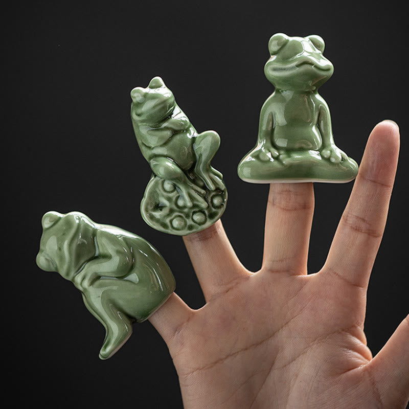 Mini Buddha Stones para meditación, loto pequeño, rana en reposo, cerámica, riqueza, suerte, té para el hogar, figura decorativa para mascotas