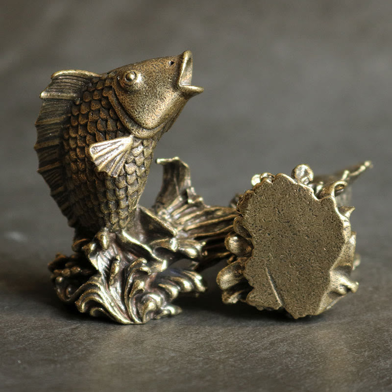 Buddha Stones hechas a mano, pequeño pez Koi, cobre, riqueza, decoración del hogar - image 2