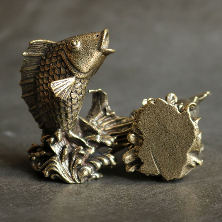 Buddha Stones hechas a mano, pequeño pez Koi, cobre, riqueza, decoración del hogar - image 2