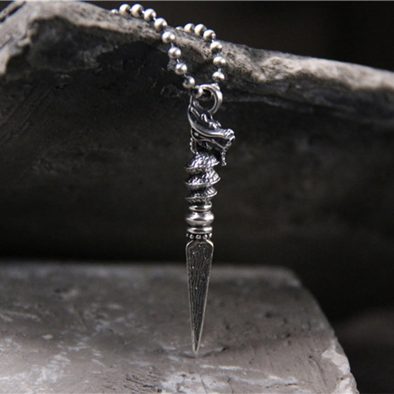 ❗❗❗Una venta flash: colgante de collar de protección Dorje Vajra con diseño del Año del Dragón de plata de ley 925 con Buddha Stones