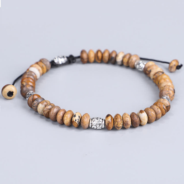 Pulsera de hilo con cuentas positivas de jaspe con imagen