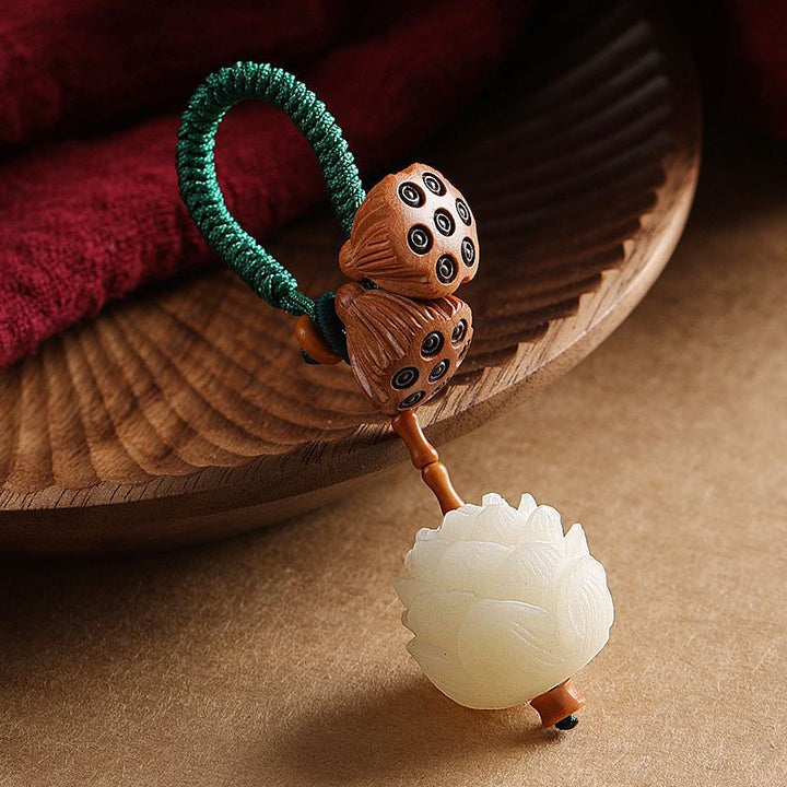 Buddha Stones, loto, semilla Bodhi blanca Natural, madera de melocotón, decoración