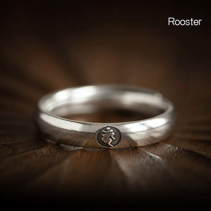Anillo de plata de ley 925 con Buddha Stones , zodíaco chino, bendición de Buda natal