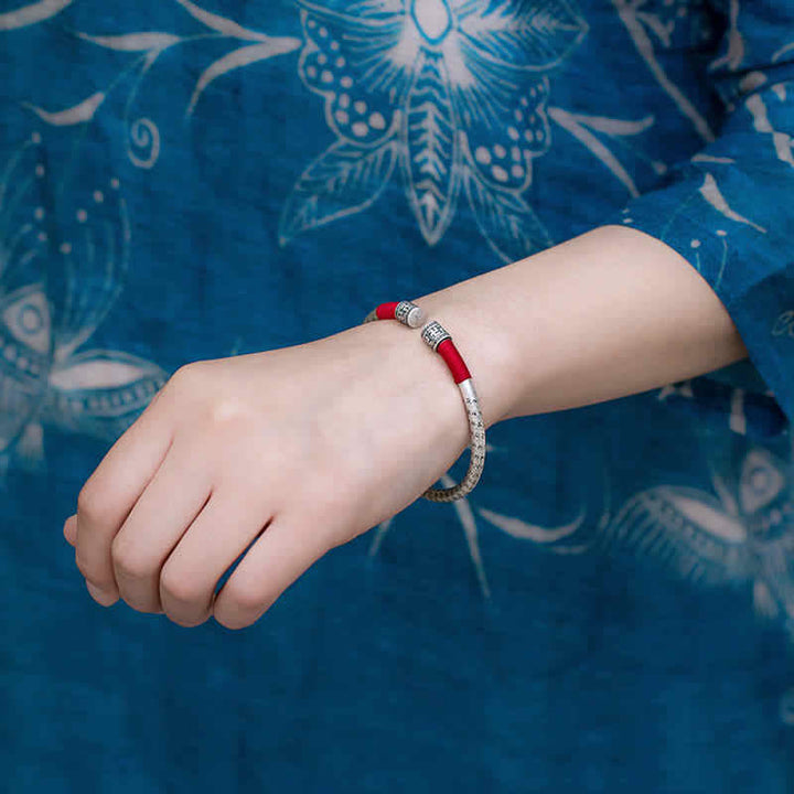 Buddha Stones Tíbet Om Mani Padme Hum Suerte Pulsera de Hilo Rojo Brazalete