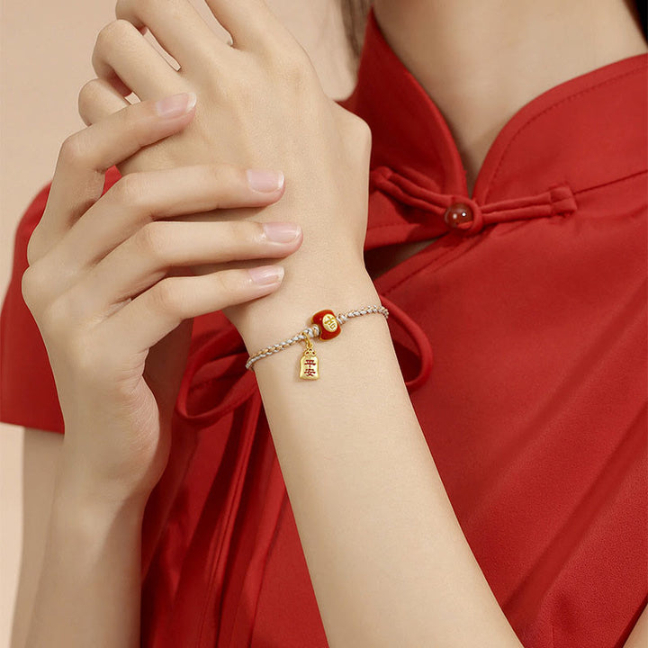 Pulsera de hilo trenzado con bendición de caracteres chinos, hecha a mano, de plata de ley 925 con Buddha Stones - image 3