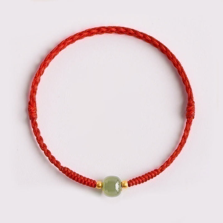 Pulsera trenzada de prosperidad con cuentas de la suerte de jade hecha a mano con Buddha Stones