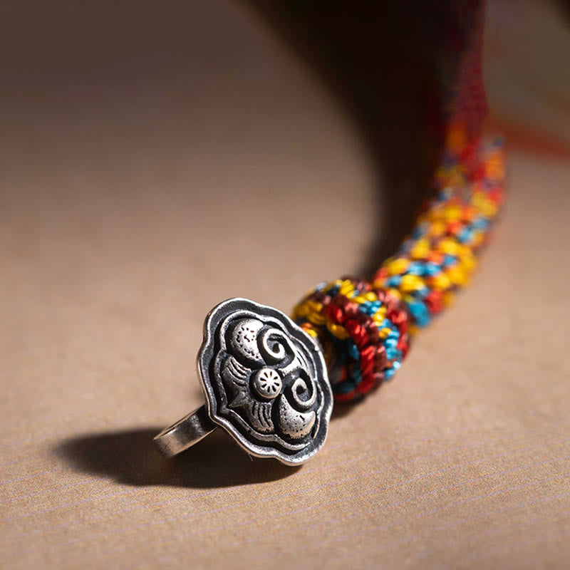 Buddha Stones hechas a mano tibetana de plata de ley 925, zodíaco chino, Buda natal Zakiram, diosa de la protección de la riqueza, pulsera trenzada de cuerda multicolor