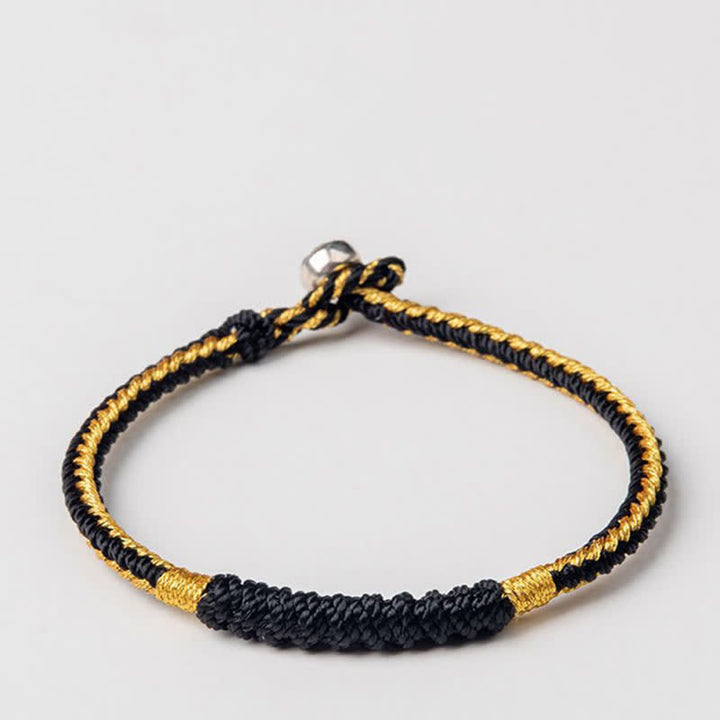 Pulsera de protección de cadena de suerte trenzada hecha a mano tibetana con Buddha Stones