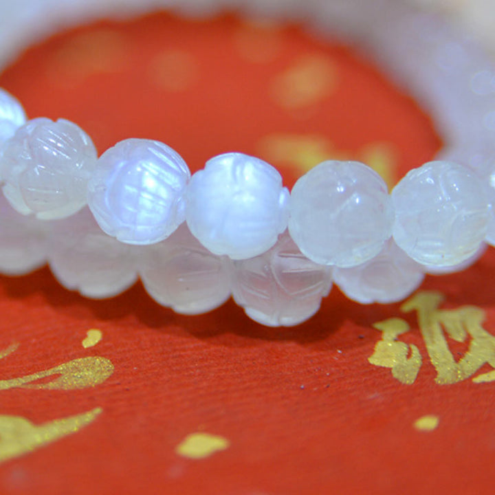 Pulsera de amor de loto de piedra lunar natural de Buddha Stones