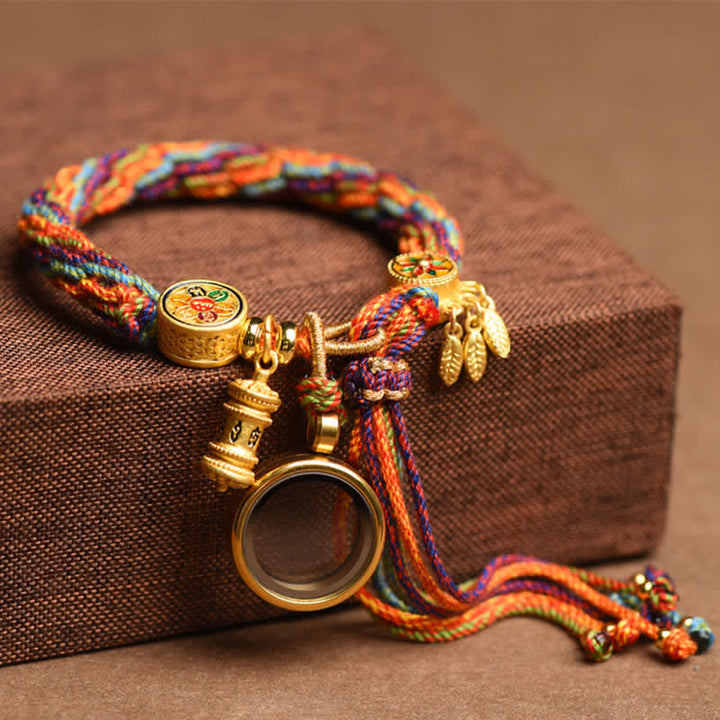 Pulsera de cuerda con nudo de reencarnación colorida, atrapasueños, Om Mani Padme Hum tibetano, Buddha Stones