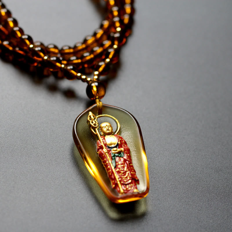 Collar con colgante de amuleto de compasión de cristal de Buda Liuli de Buddha Stones Ksitigarbha - image 2