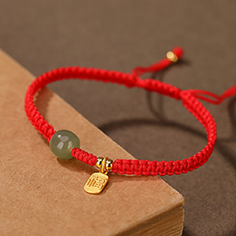 Pulsera de hilo rojo con Buddha Stones , plata de ley 925, Jade hetiano, bendición, riqueza