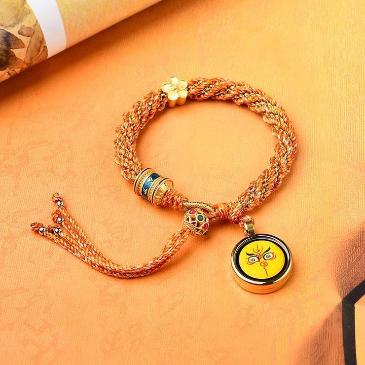 Buddha Stones Tíbet hechas a mano cinco dioses de la riqueza suerte amuleto Thangka rueda de oración flor encanto tejido pulsera de cuerda