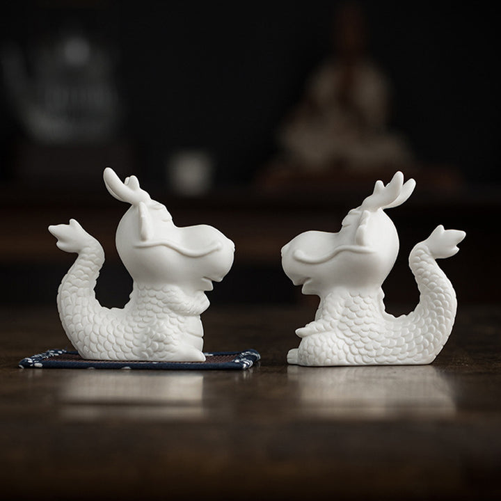 Buddha Stones, año del dragón, suerte, porcelana blanca, cerámica, té, mascota, decoración del hogar
