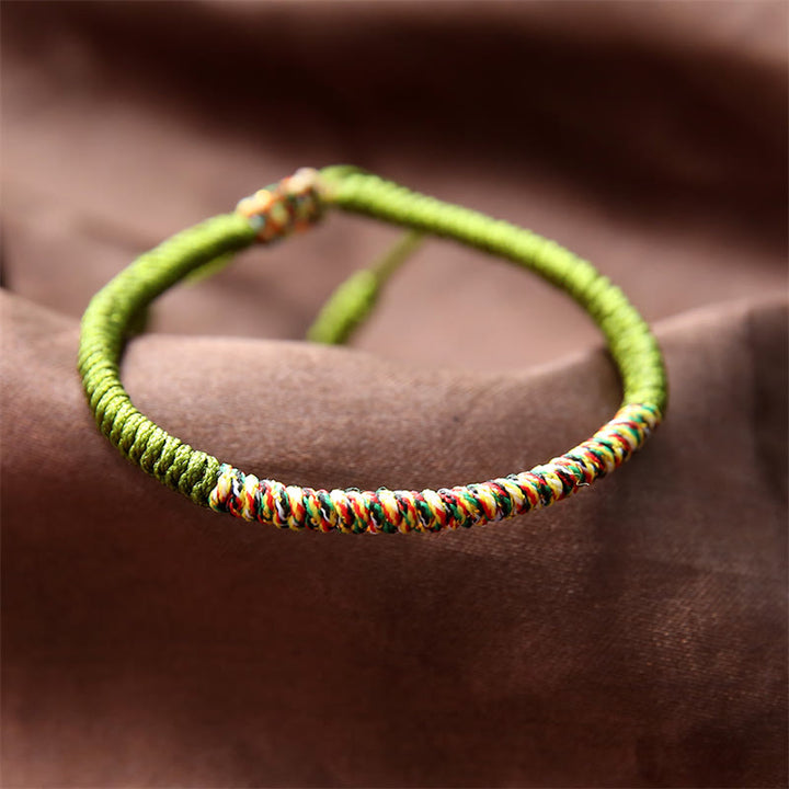 Pulsera trenzada de fuerza de la suerte con nudo King Kong multicolor hecha a mano tibetana con Buddha Stones