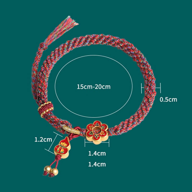 Pulsera de hilo trenzado con protección de flores de calabaza colorida hecha a mano con Buddha Stones