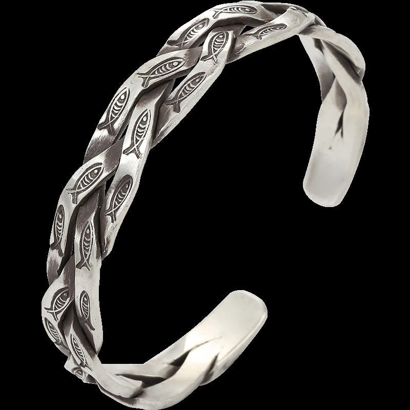 Brazalete con diseño retorcido de peces Koi y Buddha Stones, pulsera de la suerte y la riqueza