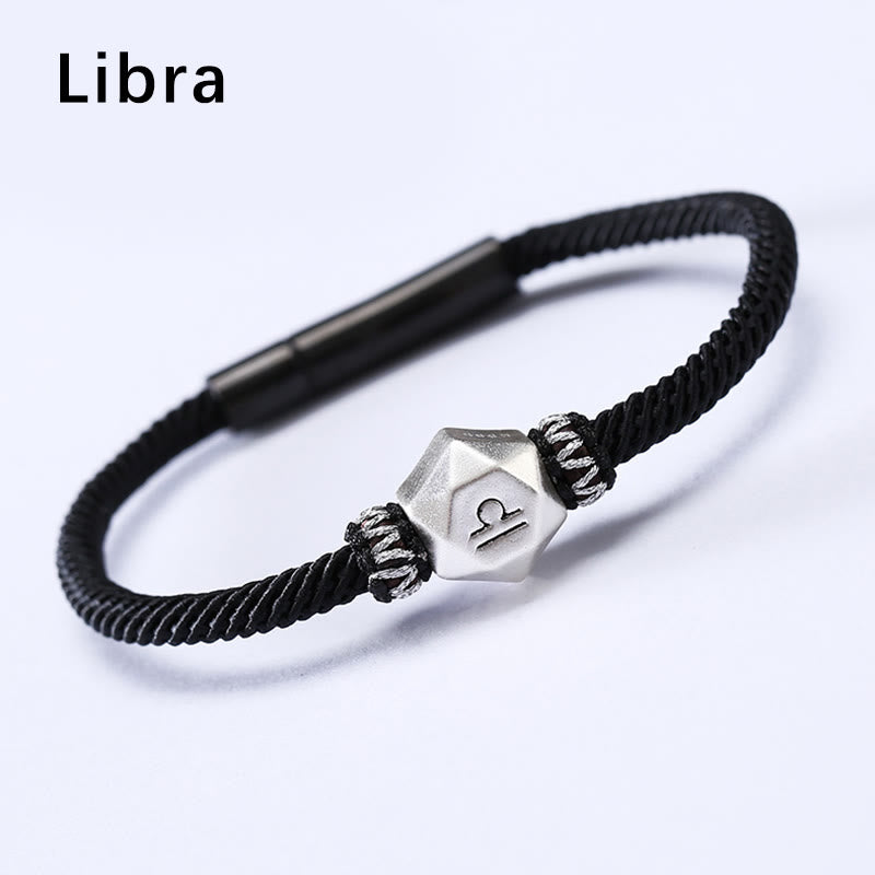 Pulsera de hilo hecha a mano con protección de las 12 constelaciones del zodíaco de plata de ley 999 con Buddha Stones