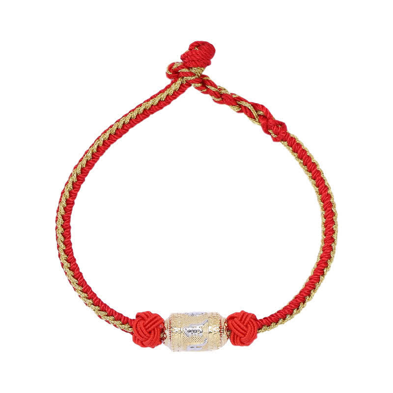 Pulsera de hilo rojo de plata de ley 925 con Buddha Stones Om Mani Padme Hum, rueda de oración, fuerza de la suerte - image 4