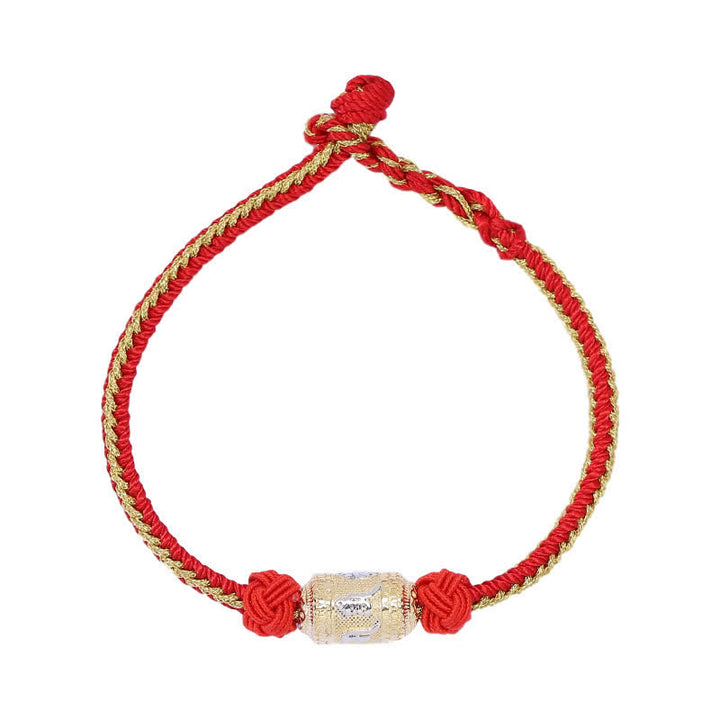 Pulsera de hilo rojo de plata de ley 925 con Buddha Stones Om Mani Padme Hum, rueda de oración, fuerza de la suerte - image 4